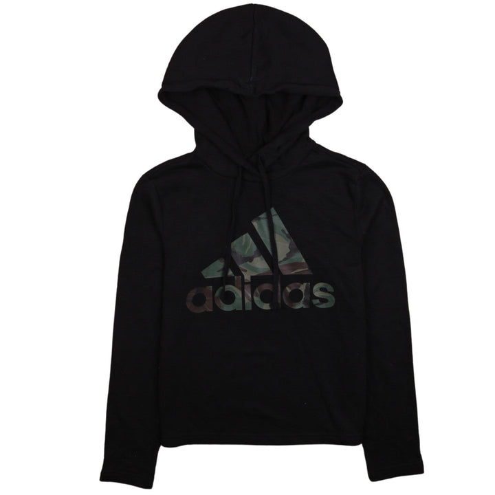 Adidas Womens Black Camo Logo Pullover Hoodie XS