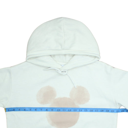 Disney Women White Hoodie With Beige Mickey Design Size L Pullover