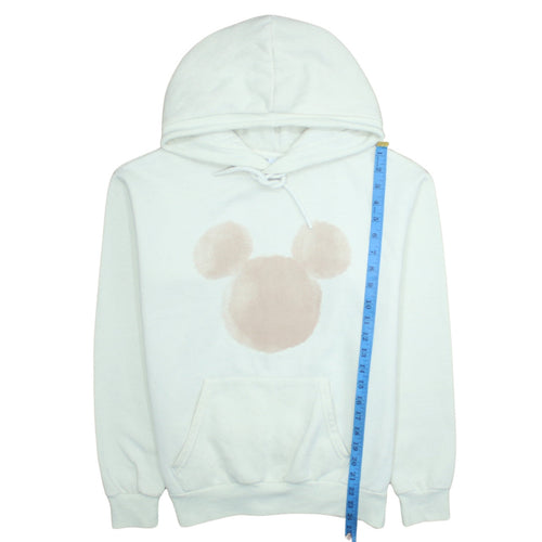 Disney Women White Hoodie With Beige Mickey Design Size L Pullover