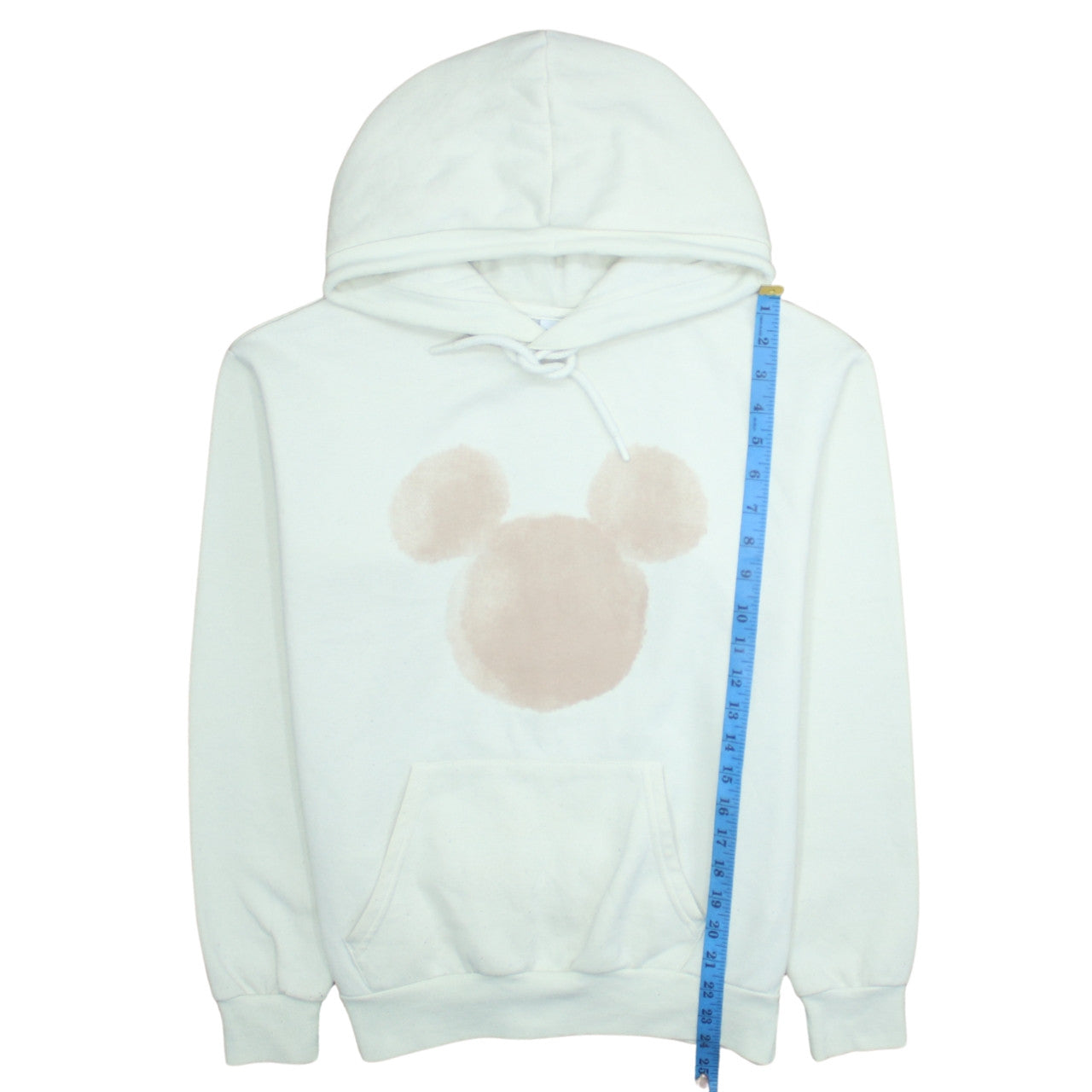 Disney Women White Hoodie With Beige Mickey Design Size L Pullover