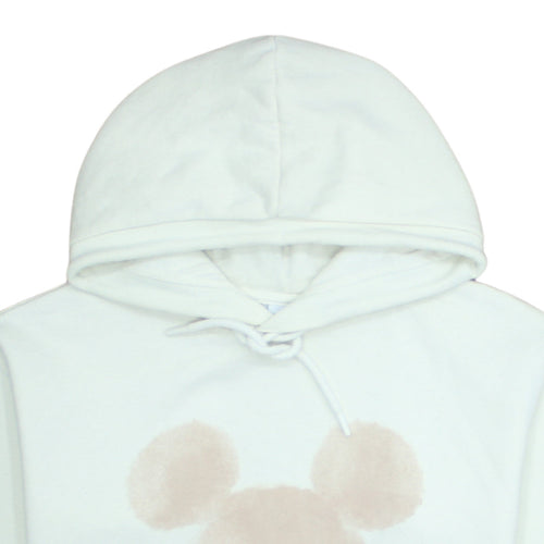 Disney Women White Hoodie With Beige Mickey Design Size L Pullover