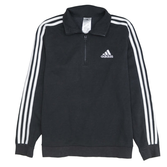 Adidas Womens Black 1/4 Zip Sweatshirt Size 12-14 Fleece Lined