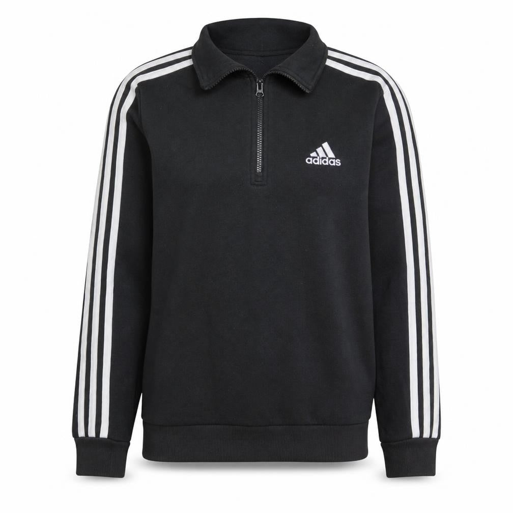 Adidas Womens Black 1/4 Zip Sweatshirt Size 12-14 Fleece Lined