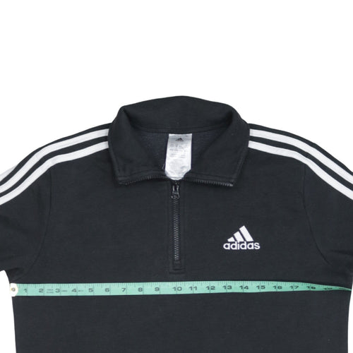 Adidas Womens Black 1/4 Zip Sweatshirt Size 12-14 Fleece Lined