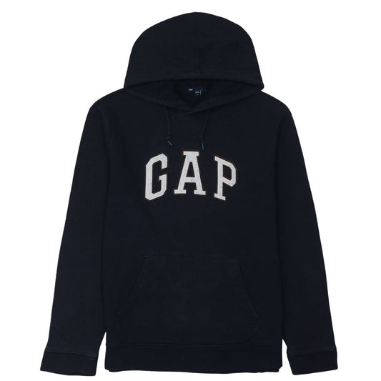 GAP Men's Black Pullover Hoodie Medium Fleece Lined Logo Sweatshirt