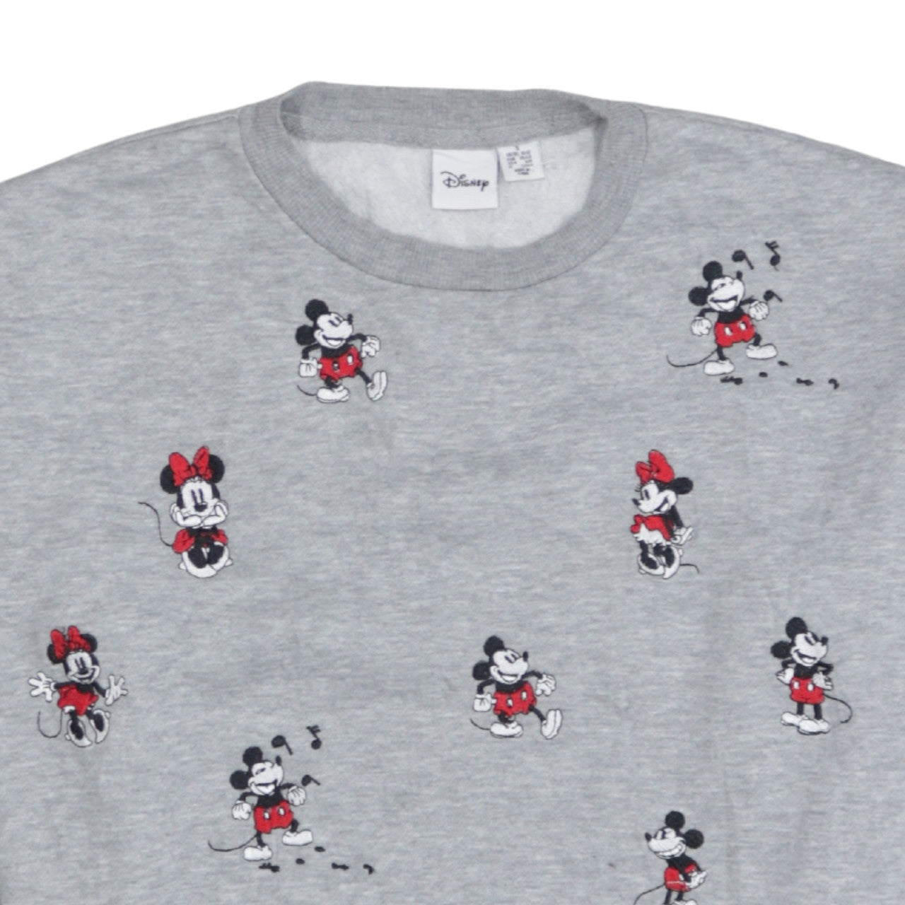 Disney Women's Grey Mickey & Minnie Embroidered Sweatshirt Size 10-12