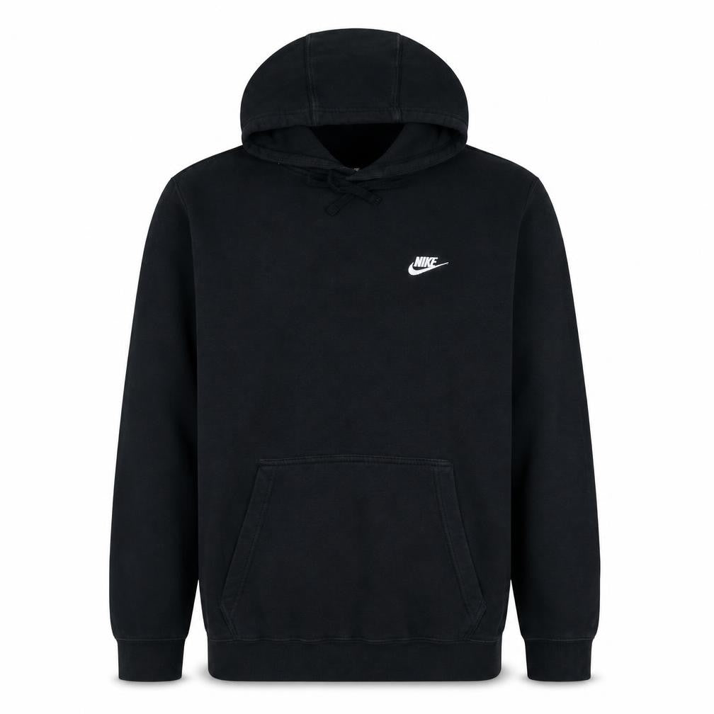 Front view of Nike Men's Black Pullover Hoodie L Fleece Sportswear