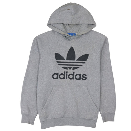 Adidas Mens Grey Pullover Hoodie L Graphic Logo Sportswear