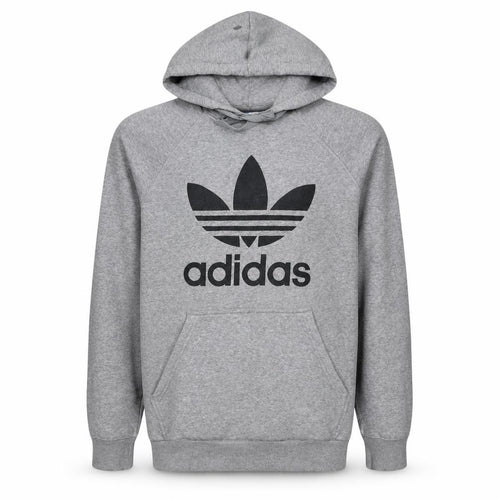 Adidas Mens Grey Pullover Hoodie L Graphic Logo Sportswear
