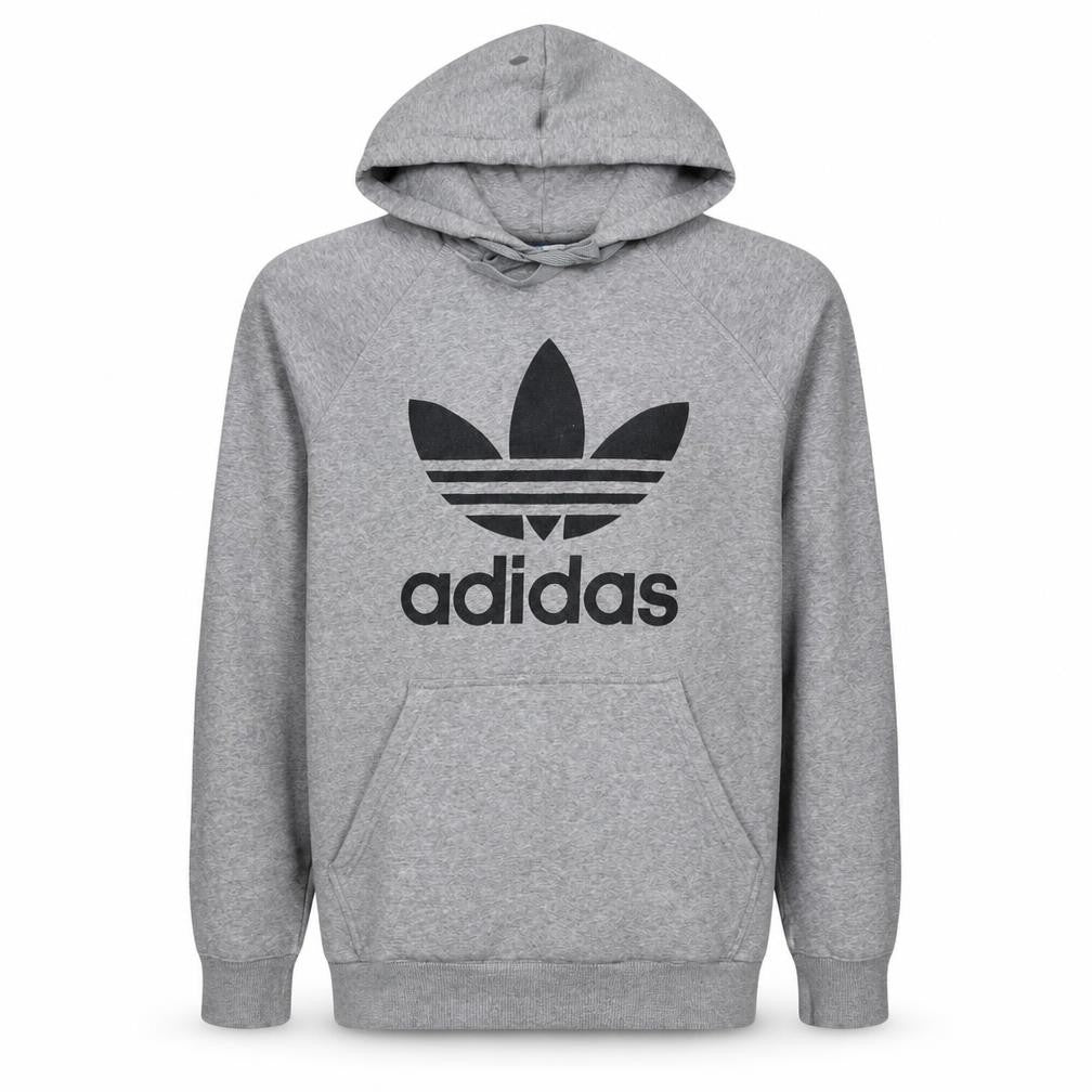 Adidas Mens Grey Pullover Hoodie L Graphic Logo Sportswear