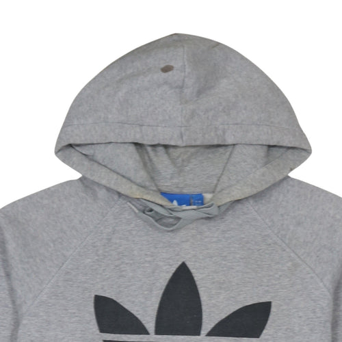 Adidas Mens Grey Pullover Hoodie L Graphic Logo Sportswear