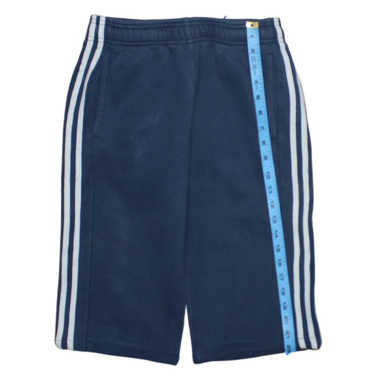 Adidas Boys Blue Athletic Shorts 13-14 Years Knit Cotton Blend Sportswear