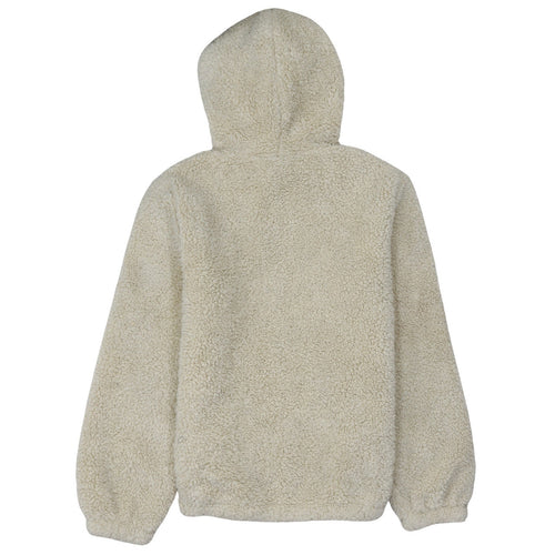 FILA Women Beige Pullover Hoodie Sherpa Fleece Small Winter Casual