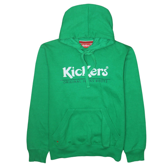 Kickers Mens Green Hoodie Medium Pullover Cotton Blend Graphic Print