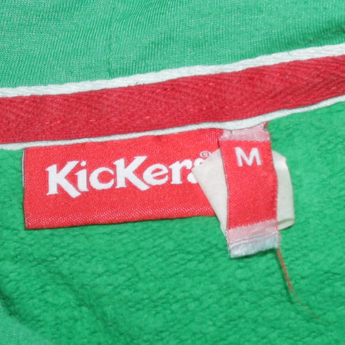 Kickers Mens Green Hoodie Medium Pullover Cotton Blend Graphic Print