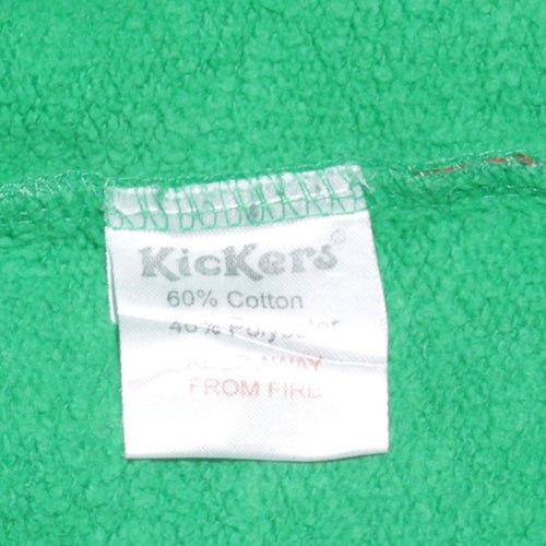 Kickers Mens Green Hoodie Medium Pullover Cotton Blend Graphic Print