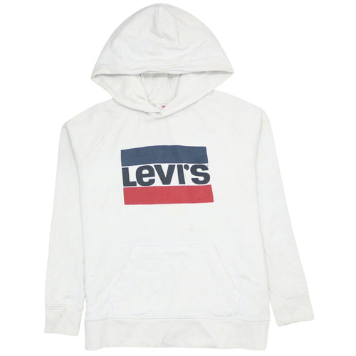 Levi's Men's White Pullover Hoodie M Logo Graphic Cotton Blend