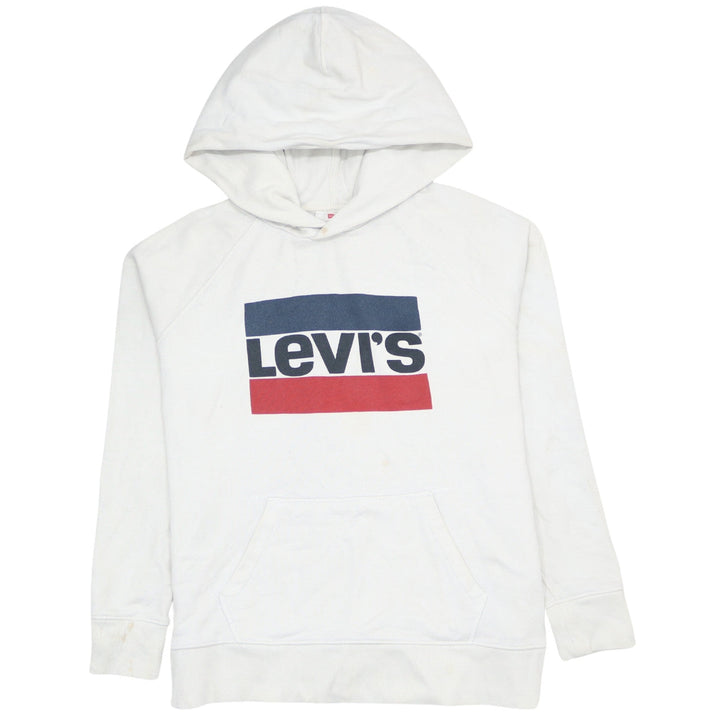 Levi's Men's White Pullover Hoodie M Logo Graphic Cotton Blend