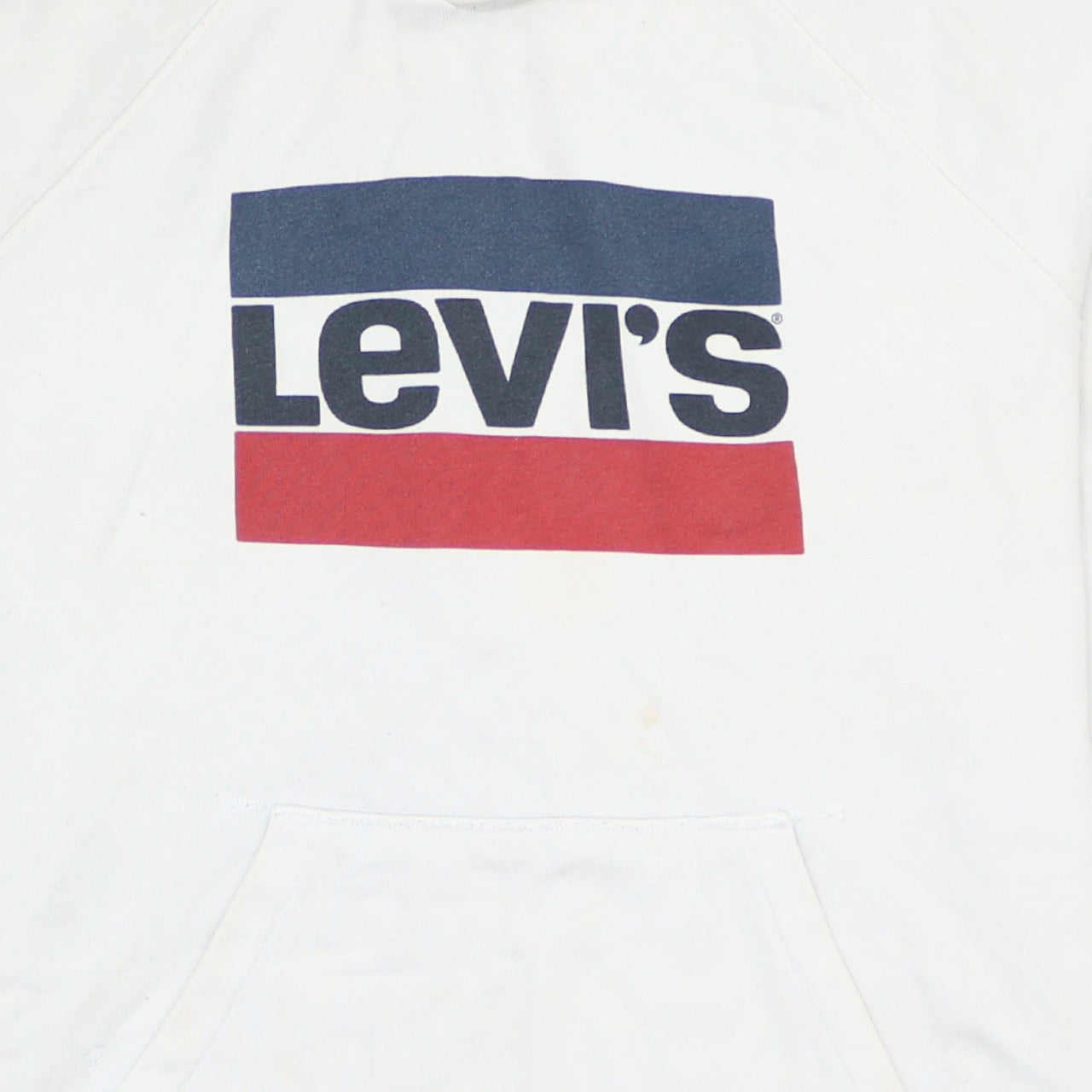 Levi's Men's White Pullover Hoodie M Logo Graphic Cotton Blend