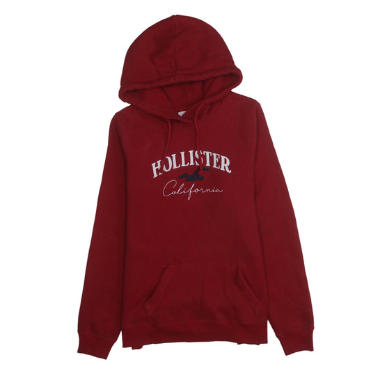 Hollister Men’s Red Pullover Hoodie L Fleece Logo Sweatshirt