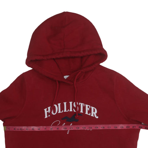 Hollister Men’s Red Pullover Hoodie L Fleece Logo Sweatshirt