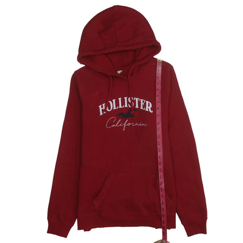 Hollister Men’s Red Pullover Hoodie L Fleece Logo Sweatshirt