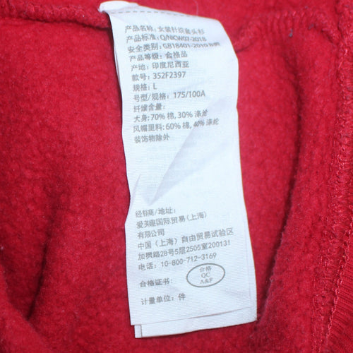 Hollister Men’s Red Pullover Hoodie L Fleece Logo Sweatshirt