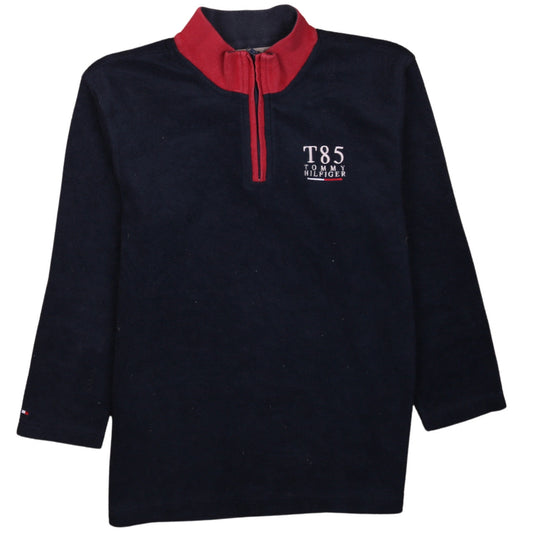Tommy Hilfiger Men’s Blue Red 1/4 Zip Fleece Sweatshirt XL