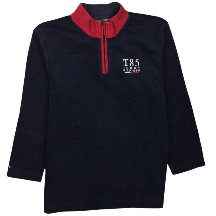 Tommy Hilfiger Men’s Blue Red 1/4 Zip Fleece Sweatshirt XL