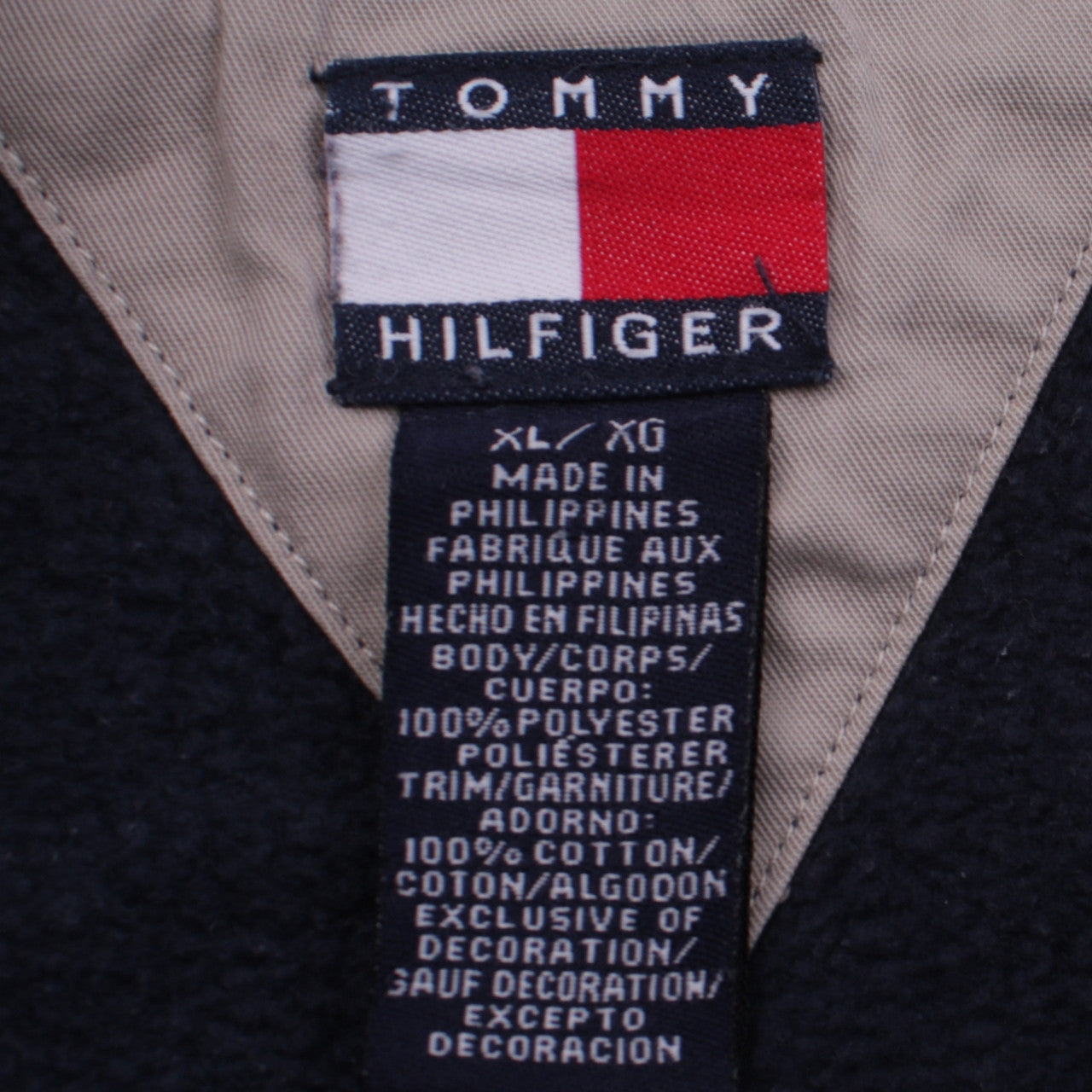 Tommy Hilfiger Men’s Blue Red 1/4 Zip Fleece Sweatshirt XL