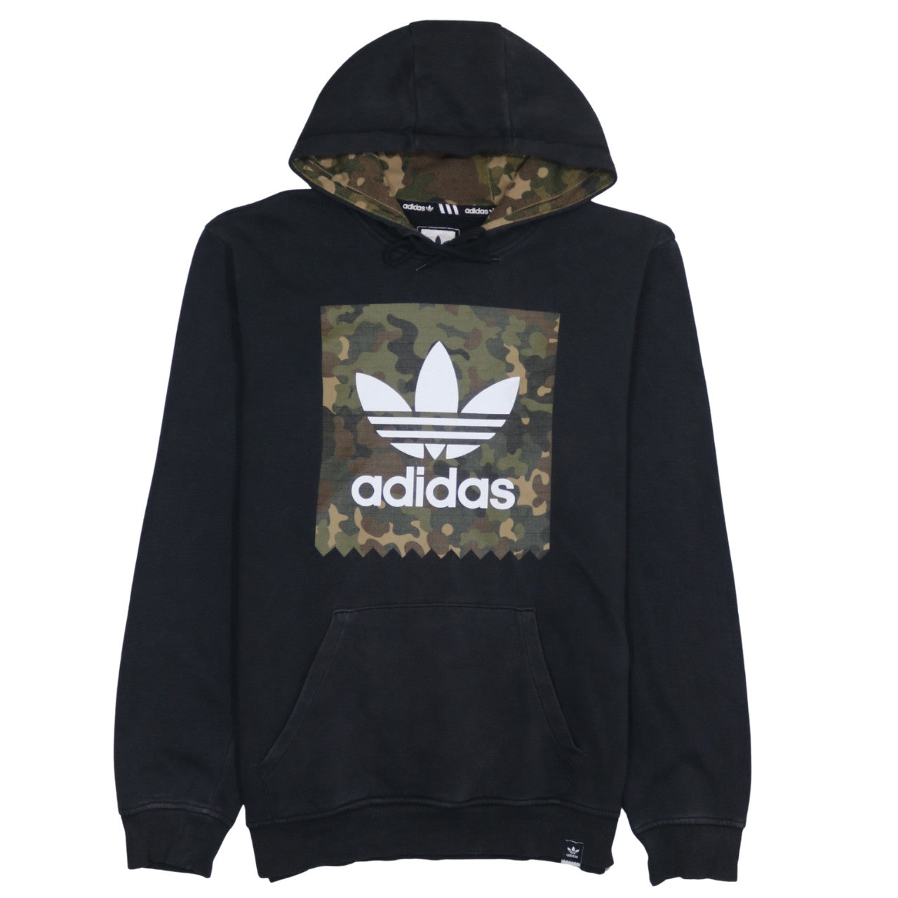 Adidas Mens Black Camouflage Logo Pullover Hoodie Size S