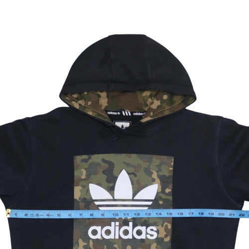 Adidas Mens Black Camouflage Logo Pullover Hoodie Size S