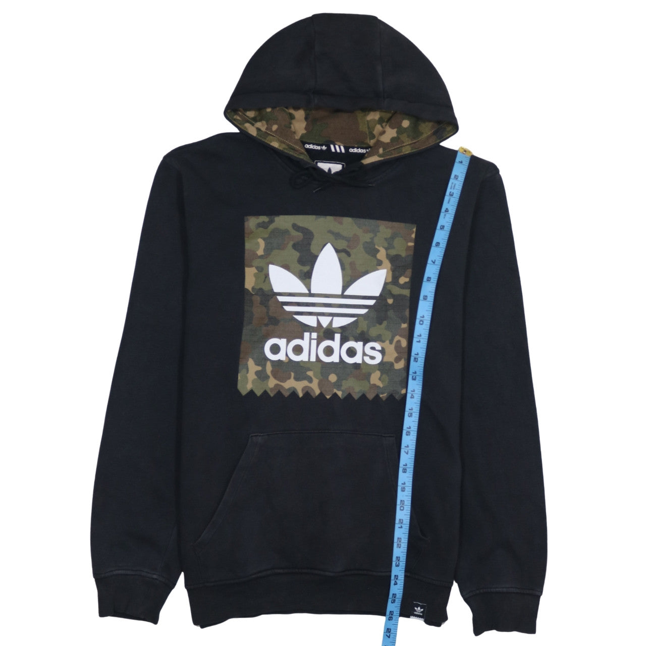 Adidas Mens Black Camouflage Logo Pullover Hoodie Size S
