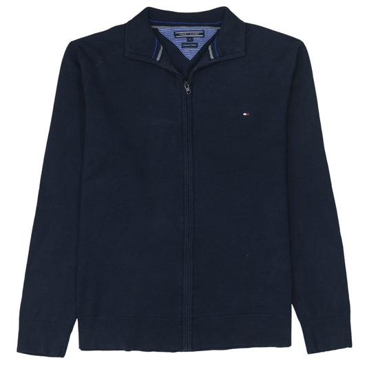 Tommy Hilfiger Men's Blue XL Full Zip Cotton Jumper Classic Style