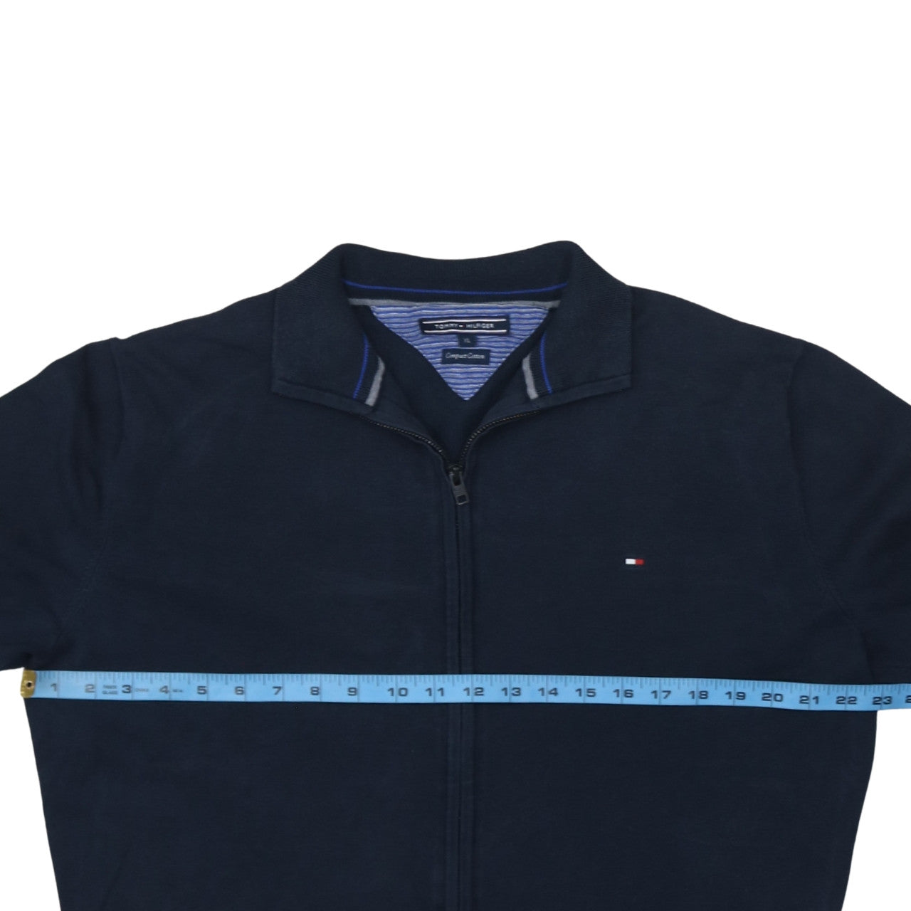 Tommy Hilfiger Men's Blue XL Full Zip Cotton Jumper Classic Style