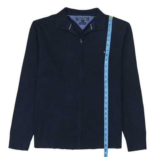 Tommy Hilfiger Men's Blue XL Full Zip Cotton Jumper Classic Style