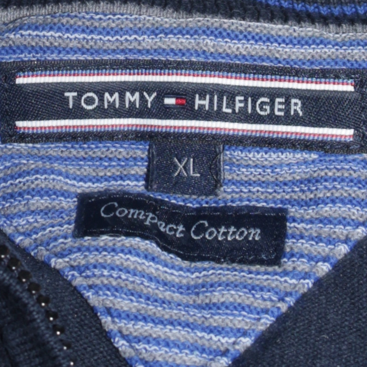 Tommy Hilfiger Men's Blue XL Full Zip Cotton Jumper Classic Style