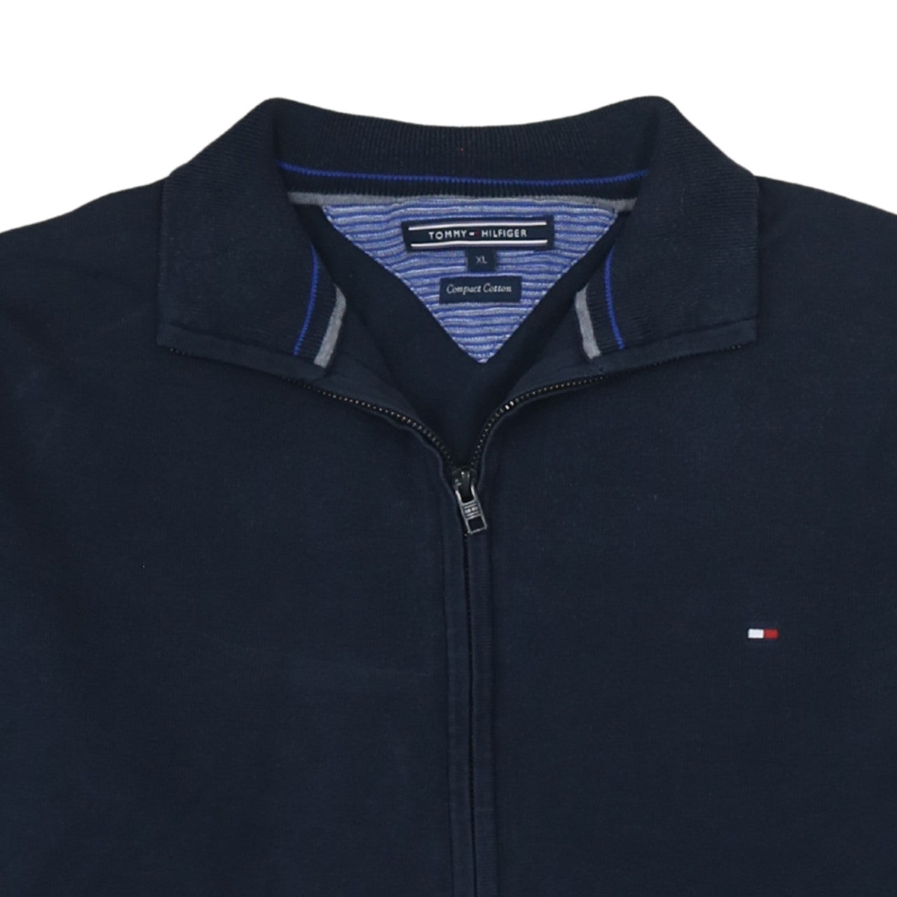 Tommy Hilfiger Men's Blue XL Full Zip Cotton Jumper Classic Style
