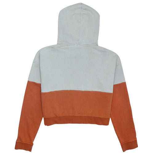 Adidas Womens Beige Orange Colourblock Hooded Pullover Hoodie Size 8