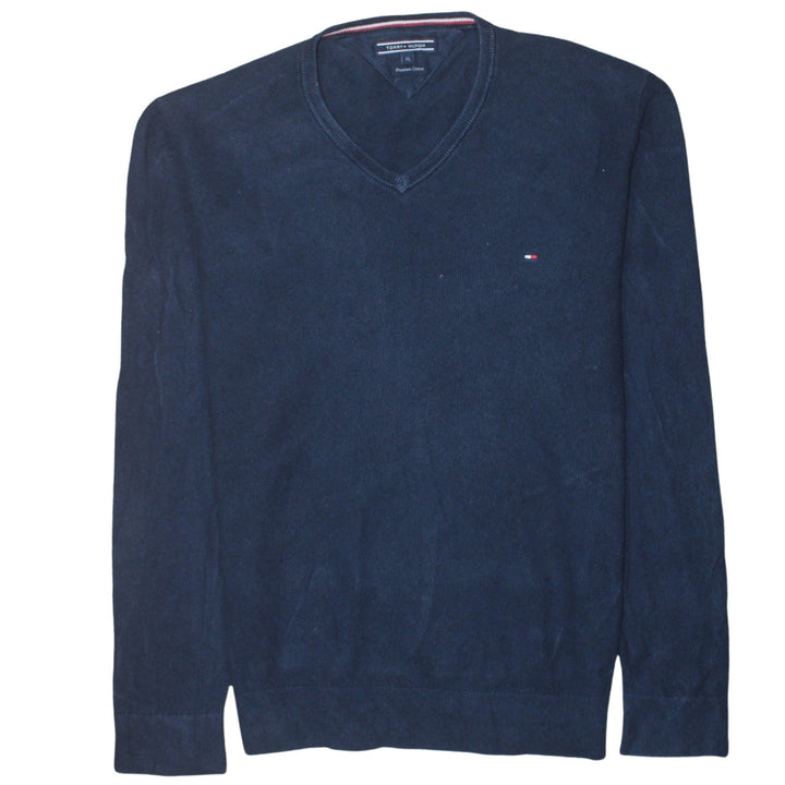 Tommy Hilfiger Men's Blue V-Neck Cotton Pullover Jumper XL