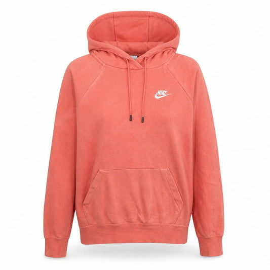Front view of Nike women’s coral pullover hoodie xs cotton blend logo casual