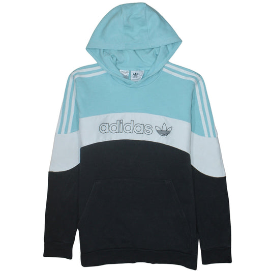 Adidas Boys Blue Black Colourblock Pullover Hoodie XL 15-16 Years