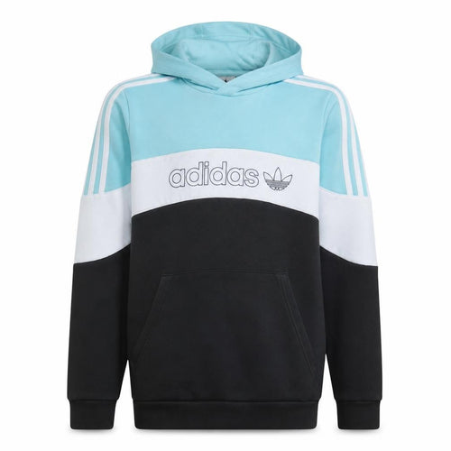 Adidas Boys Blue Black Colourblock Pullover Hoodie XL 15-16 Years