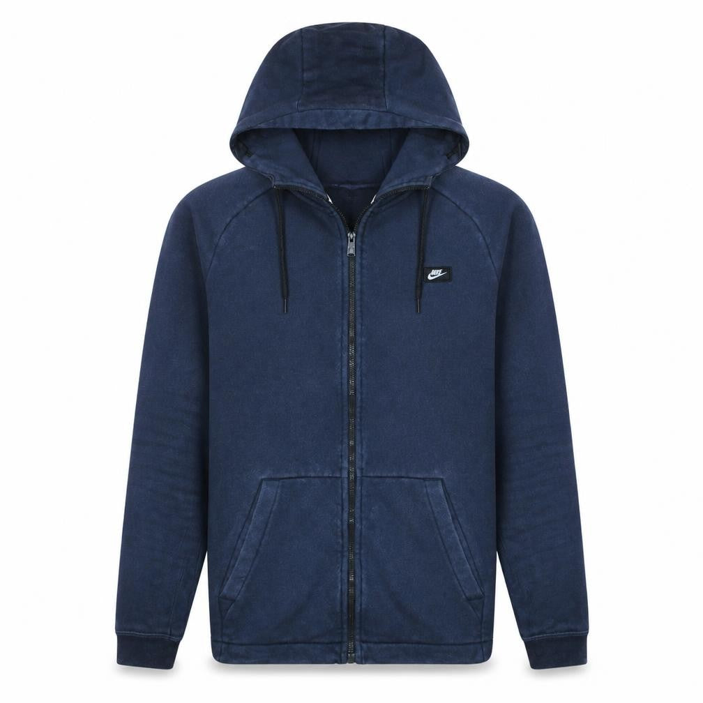 Front view of Nike Men's Blue Full Zip Hoodie Medium Fleece Sweatshirt