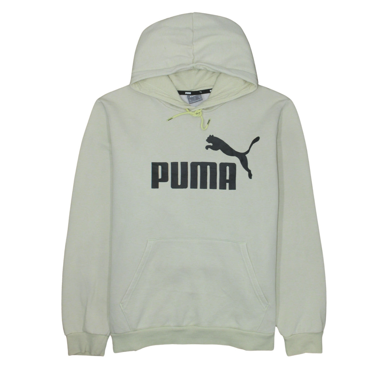 Puma Men’s Beige Pullover Hoodie 2XL Fleece Logo Sweatshirt