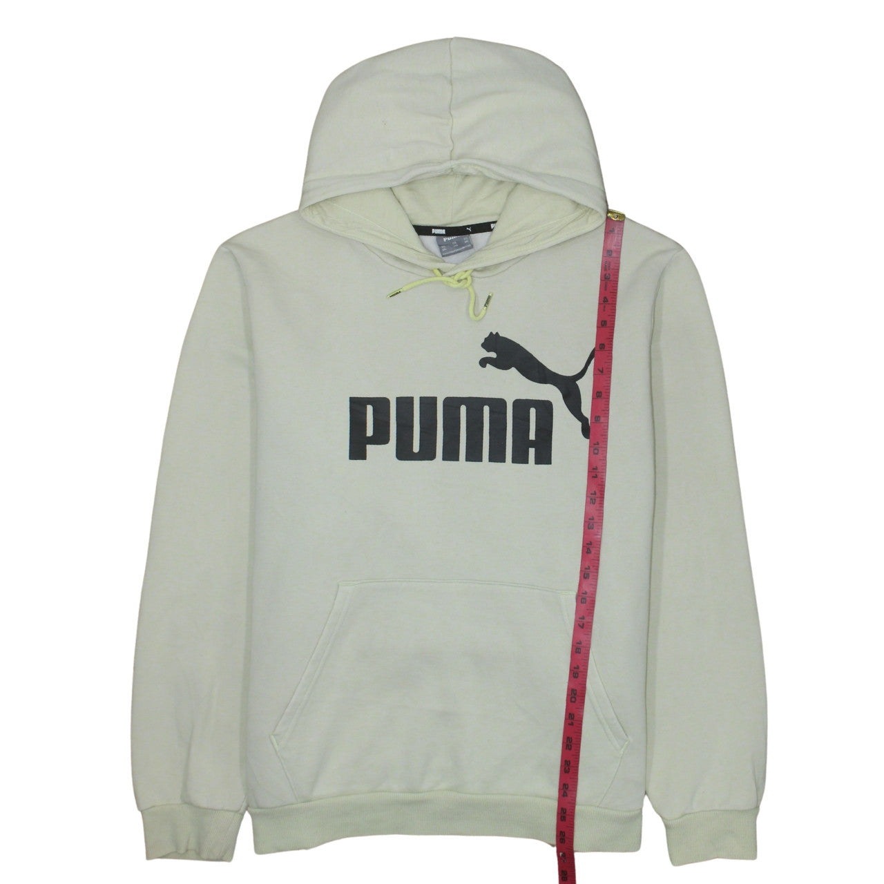 Puma Men’s Beige Pullover Hoodie 2XL Fleece Logo Sweatshirt