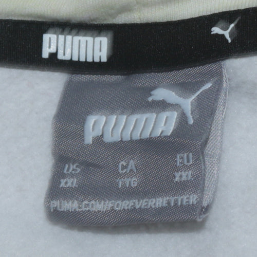 Puma Men’s Beige Pullover Hoodie 2XL Fleece Logo Sweatshirt