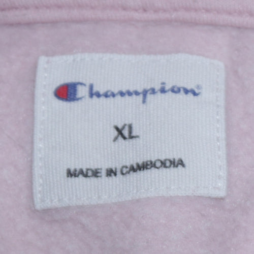 Champion Womens Pink XL Pullover Hoodie Cotton Blend Logo