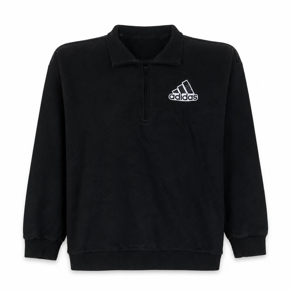 Front view of Adidas Women’s Black 1/2 Zip Pullover Sweatshirt L 16-18 Athletic