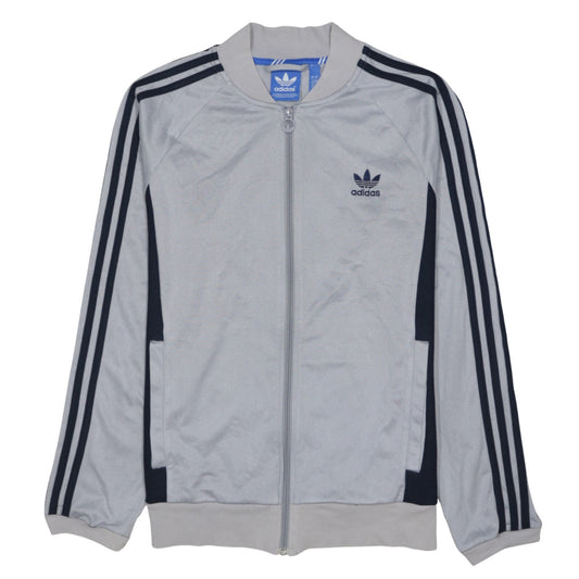 Adidas Men's Grey Full Zip Sweatshirt Jacket Size L Retro Sports Style